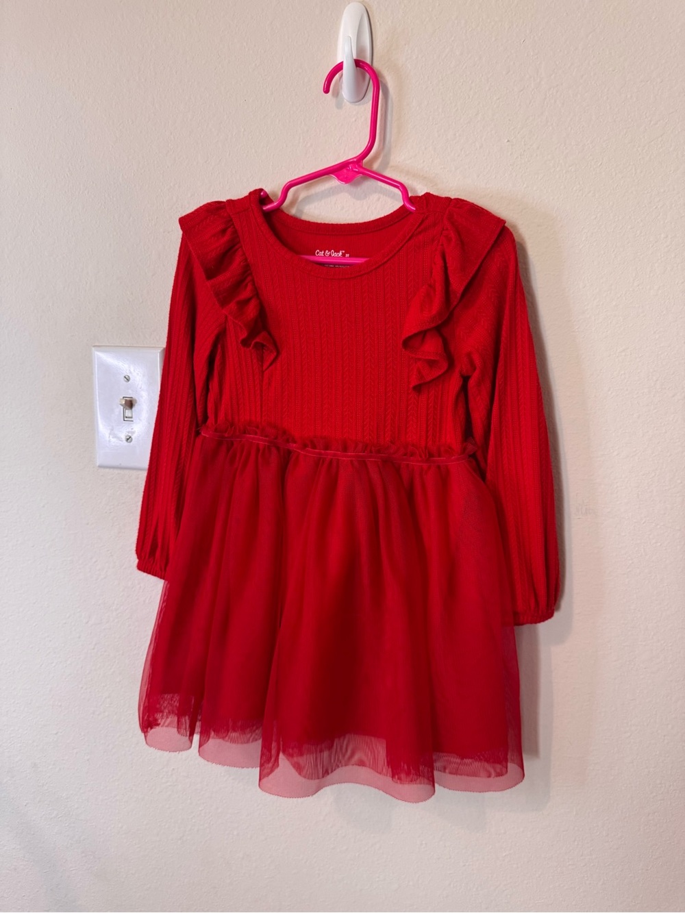 Cat & Jack Red Long-Sleeve Tulle Dress